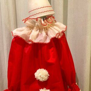 Pierrot Clown Halloween Costume vintage style cream and red  NWOT